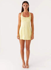 Freefall Satin Mini Dress - Yellow