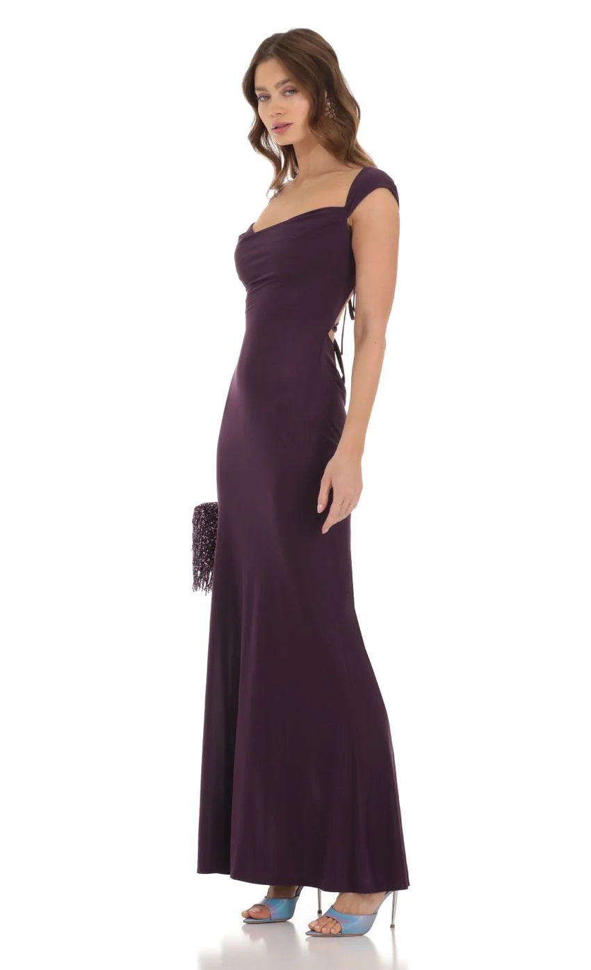 Strappy Cowl Neck Maxi Dress in Red